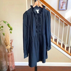 Gracie 100% Silk Mini Dress with Ruffle Collar Size Medium